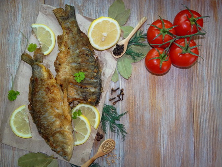 fried fishの写真素材