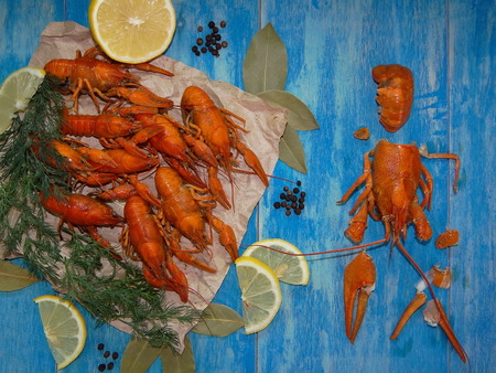 boiled crayfishの写真素材