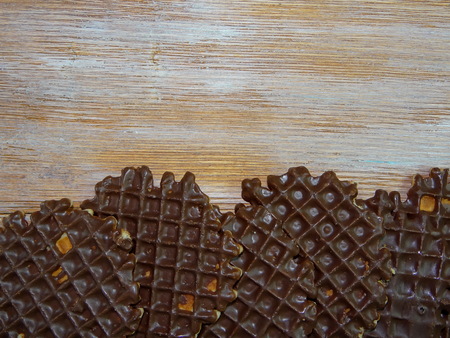 wafer covered with chocolateの写真素材
