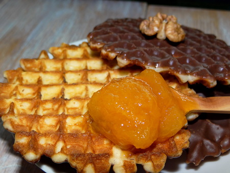 wafer covered with chocolateの写真素材