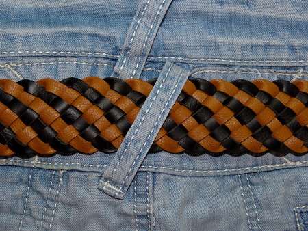 blue denim with belt