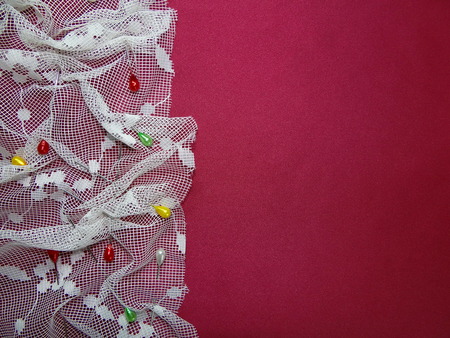 white lace and needlesの写真素材
