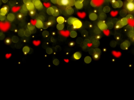 flare and hearts on a black backgroundの写真素材