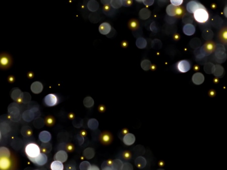 flare and hearts on a black backgroundの写真素材