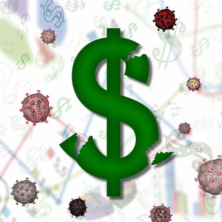 virus on dollar symbolの写真素材