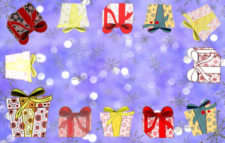 beautiful background with colorful gifts on a light backgroundの写真素材