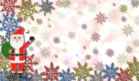new year's background . beautiful Christmas background with Santa Claus and snowflakesの写真素材