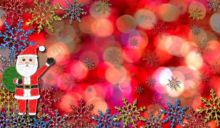 new year's background . beautiful Christmas background with Santa Claus and snowflakesの写真素材