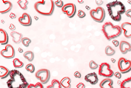 festive background with hearts of different shapesの写真素材