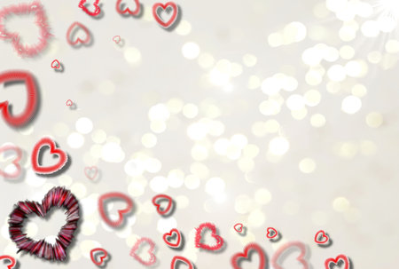 festive background with hearts of different shapesの写真素材