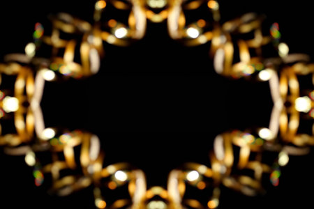beautiful abstract golden background on black backgroundの写真素材