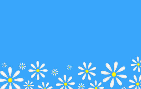 beautiful illustration of daisies on a blue backgroundの写真素材