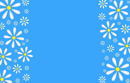 beautiful illustration of daisies on a blue backgroundの写真素材