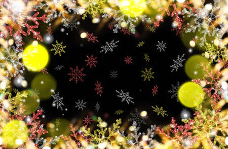 beautiful Christmas background with colorful snowflakes on a shiny backgroundの写真素材