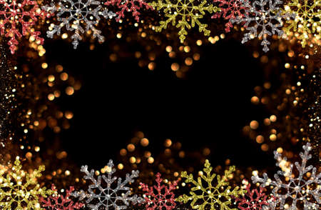 beautiful Christmas background with colorful snowflakes on a shiny backgroundの写真素材