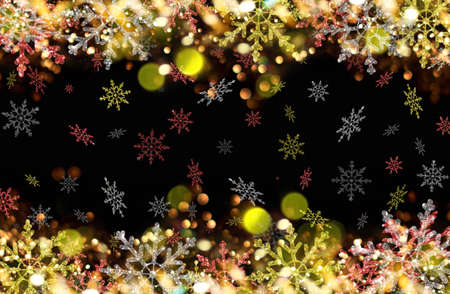 beautiful Christmas background with colorful snowflakes on a shiny backgroundの写真素材