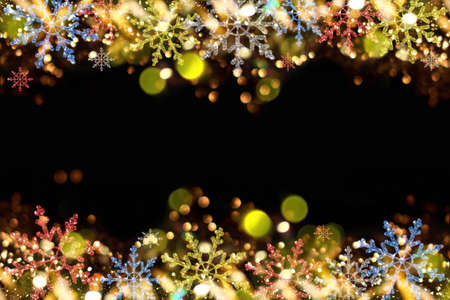 beautiful Christmas background with colorful snowflakes on a shiny backgroundの写真素材