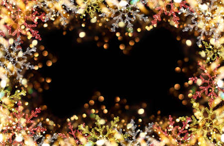 beautiful Christmas background with colorful snowflakes on a shiny backgroundの写真素材