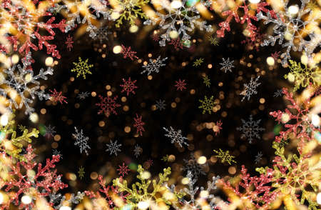 beautiful Christmas background with colorful snowflakes on a shiny backgroundの写真素材