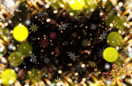 beautiful Christmas background with colorful snowflakes on a shiny backgroundの写真素材