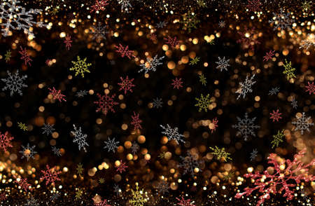 beautiful Christmas background with colorful snowflakes on a shiny backgroundの写真素材