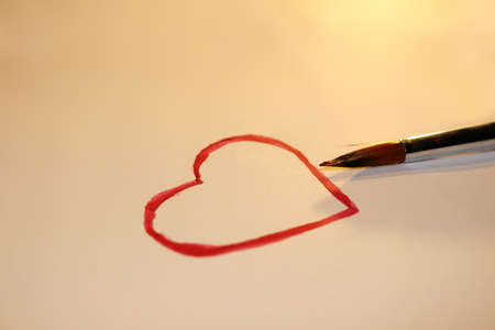 beautiful red heart painted with red paintsの写真素材
