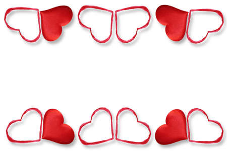 beautiful background with red hearts on a white backgroundの写真素材