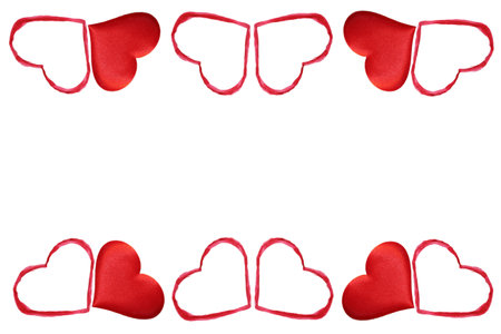 beautiful background with red hearts on a white backgroundの写真素材