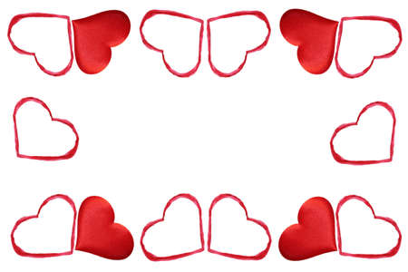beautiful background with red hearts on a white backgroundの写真素材