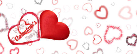 beautiful background with red hearts on a white backgroundの写真素材