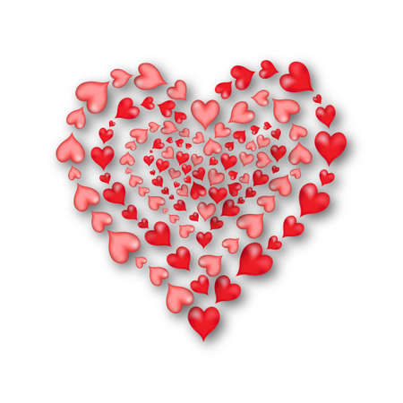 beautiful frame of red painted hearts, for Valentine's Dayの写真素材