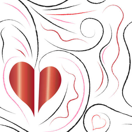 beautiful seamless pattern with a red heart on a white backgroundのイラスト素材