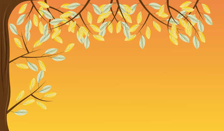 beautiful autumn background with yellow leaves on a treeのイラスト素材