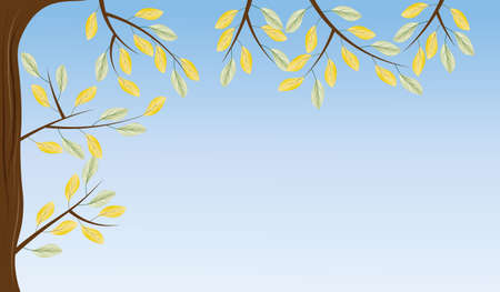 beautiful autumn background with yellow leaves on a treeのイラスト素材