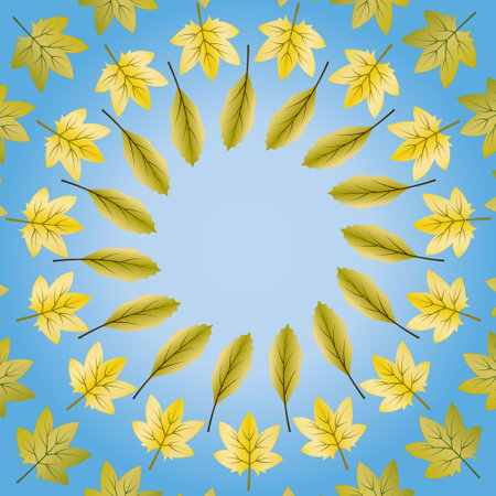 beautiful autumn background with yellow leaves on a light backgroundのイラスト素材