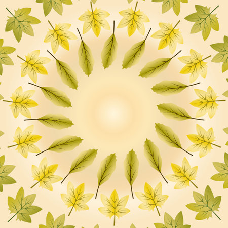 beautiful autumn background with yellow leaves on a light backgroundのイラスト素材