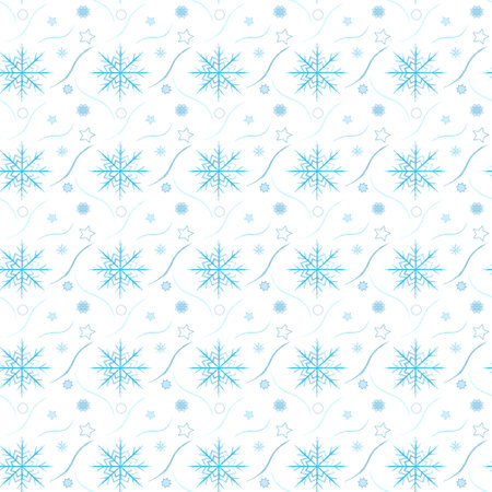 beautiful seamless pattern of snowflakes on a light backgroundの写真素材