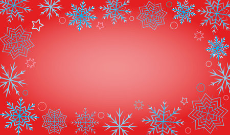 beautiful winter background with blue snowflakes on a light backgroundのイラスト素材