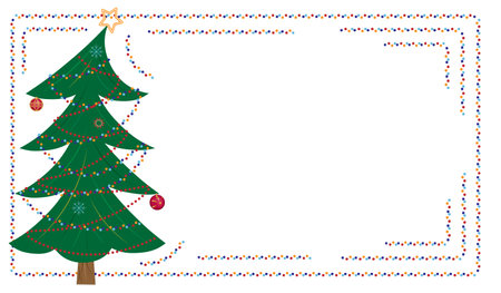 beautiful Christmas background with a green Christmas tree and tinselのイラスト素材