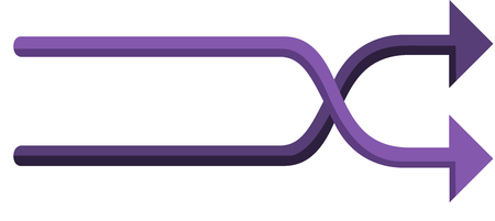 Two horizontal arrows diverging, vector illustration.のイラスト素材