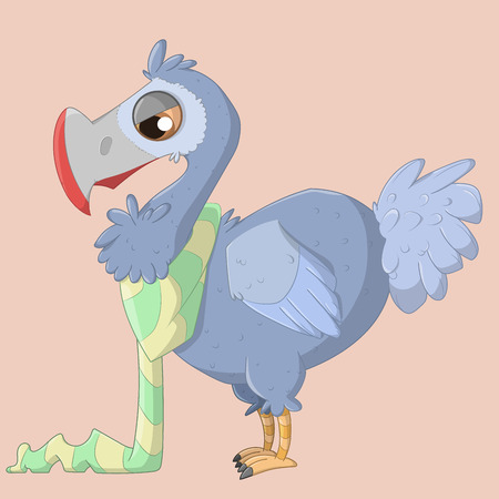 Annoyed Dodo with scarf. vector illustrationのイラスト素材