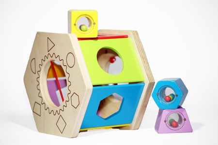 Tricky wooden colored toy for newborn babyの写真素材