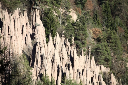 Renon, Bolzano, famous Earth pyramids geological phenomenonの写真素材
