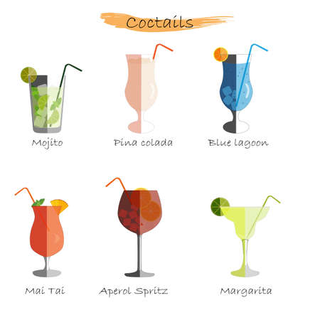 cocktails set, vector illustrationのイラスト素材