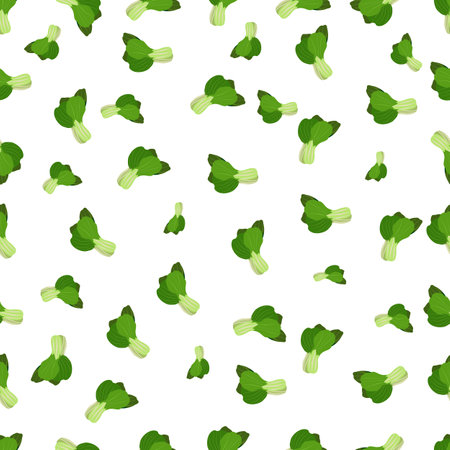 Pak choi . Bok choi. Seamless background. Exotic vegetables. Organic and healthy, diet and vegetarian food. Vector illustrations isolated.のイラスト素材