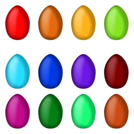 Happy Easter. Set of Easter colorful eggs. Spring holiday symbols. Happy Easter eggs. Vector illustration.のイラスト素材