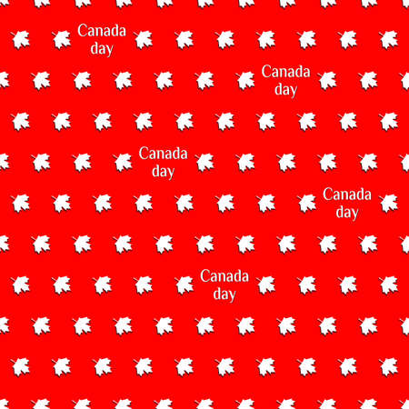 Canada day. Seamless pattern with maple leaves. Vector illustration isolated on red background. Seamless background.のイラスト素材