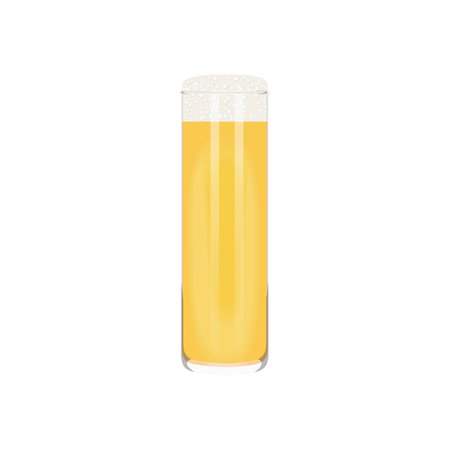 Stange glass with light beer for banners, flyers, posters, cards. Lager with foam. International Beer Day. Beer day. Alcoholic drinks. October fest. Vector illustration isolated on white backgroundのイラスト素材