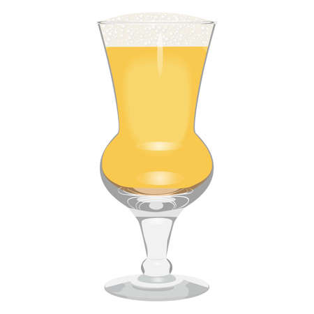 Thistle glass with light beer for banners, flyers, posters, cards. Lager with foam. International Beer Day. Beer day. Alcoholic drinks. October fest. Vector illustration isolated on white backgroundのイラスト素材