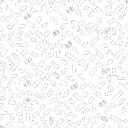 Seamless pattern, background. American pint. nonic pint. pint tulip. tulip. snifter. thistle. stnage. pilsner. Weizen. Willi Becher. beer mug. Light, dark beer, ale, lager. Flat. Vector illustration.のイラスト素材
